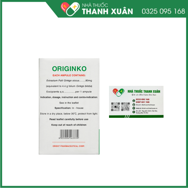Originko 80mg phòng và điều trị suy giảm trí nhớ, hội chứng tiền đình